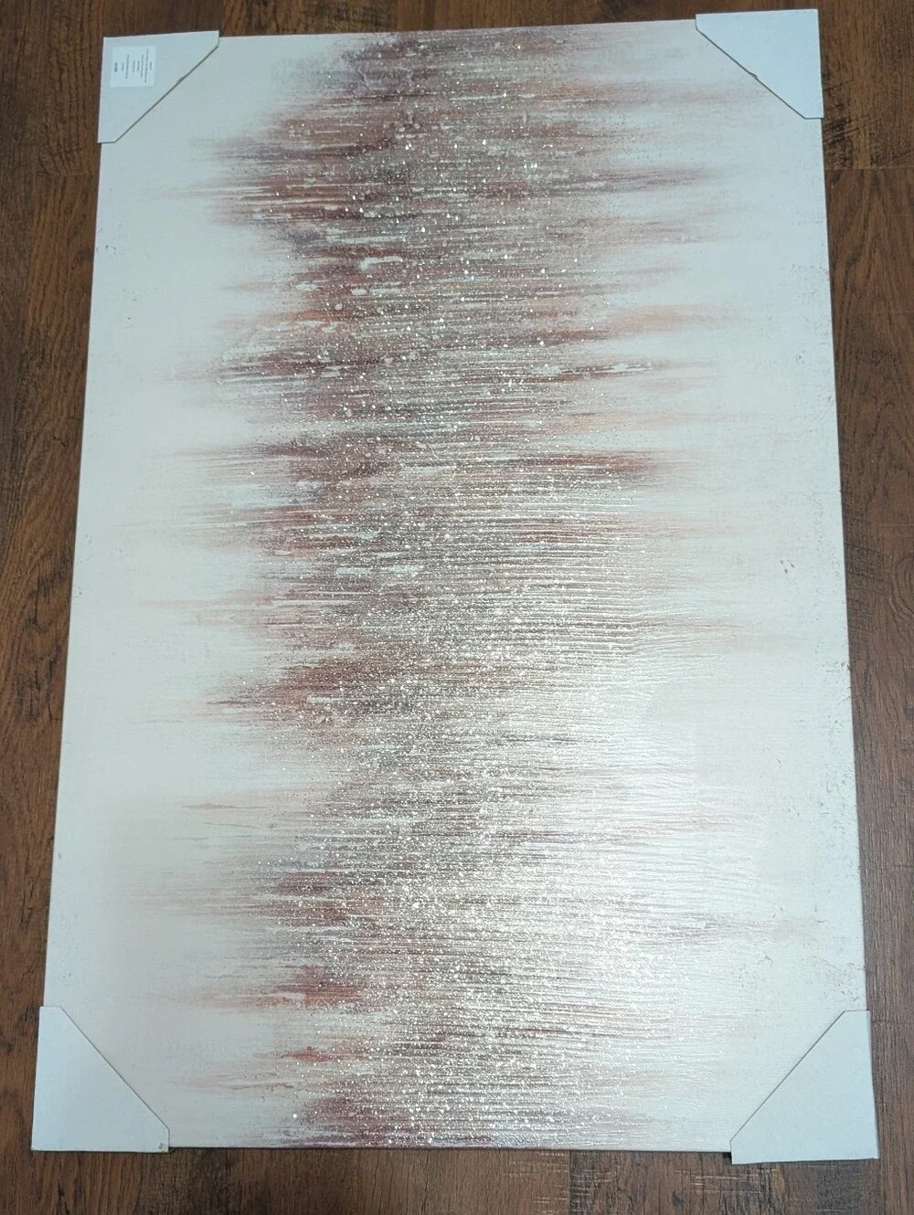 Abstract Metallic Rose Gold Wall Art Print -Blush and Silver Accents 35.4